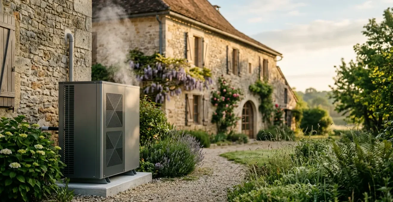 Installation d'une pompe à chaleur air-eau en remplacement d'une ancienne chaudière fioul dans une maison française