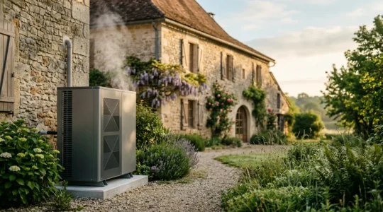 Installation d'une pompe à chaleur air-eau en remplacement d'une ancienne chaudière fioul dans une maison française