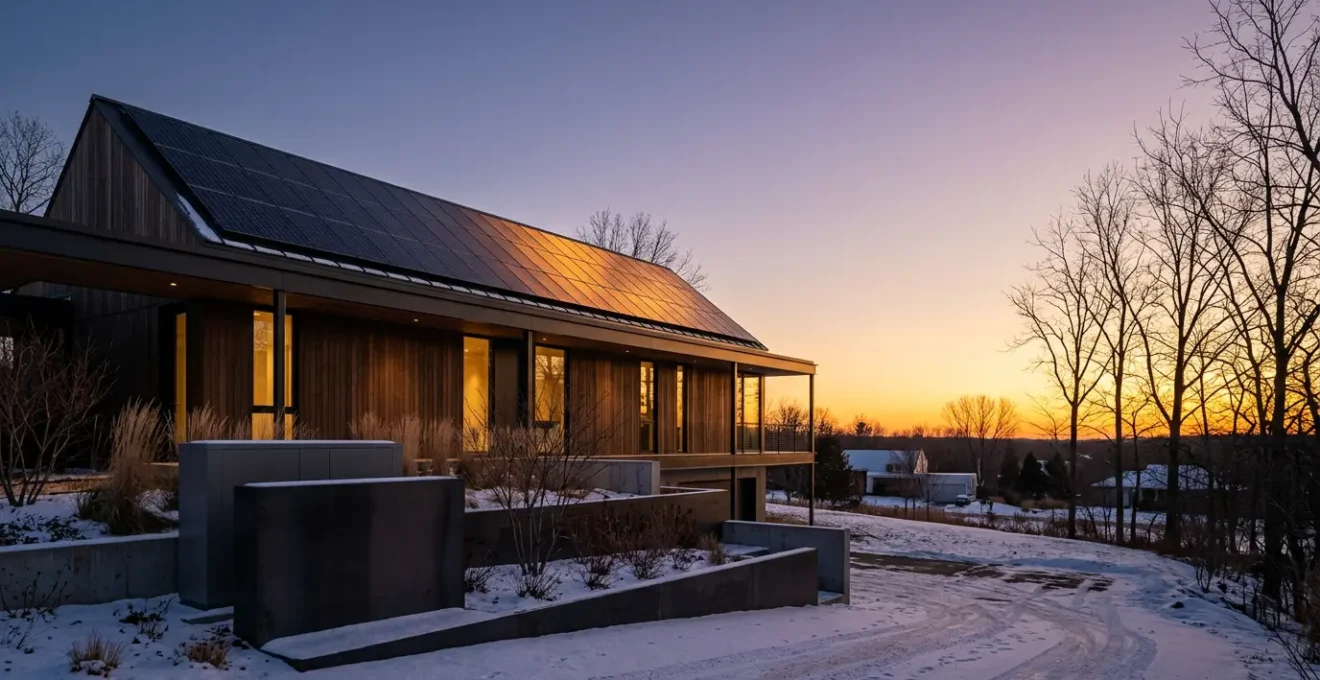 Installation photovoltaïque résidentielle avec système de stockage par batterie dans un environnement domestique moderne