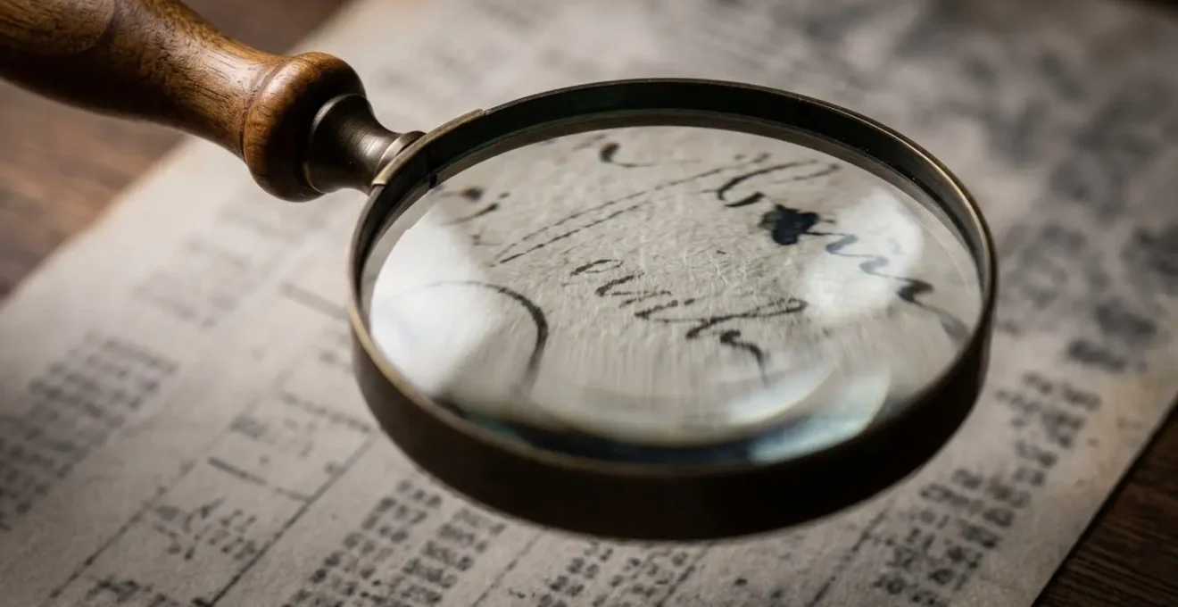 Main tenant une loupe examinant des documents financiers