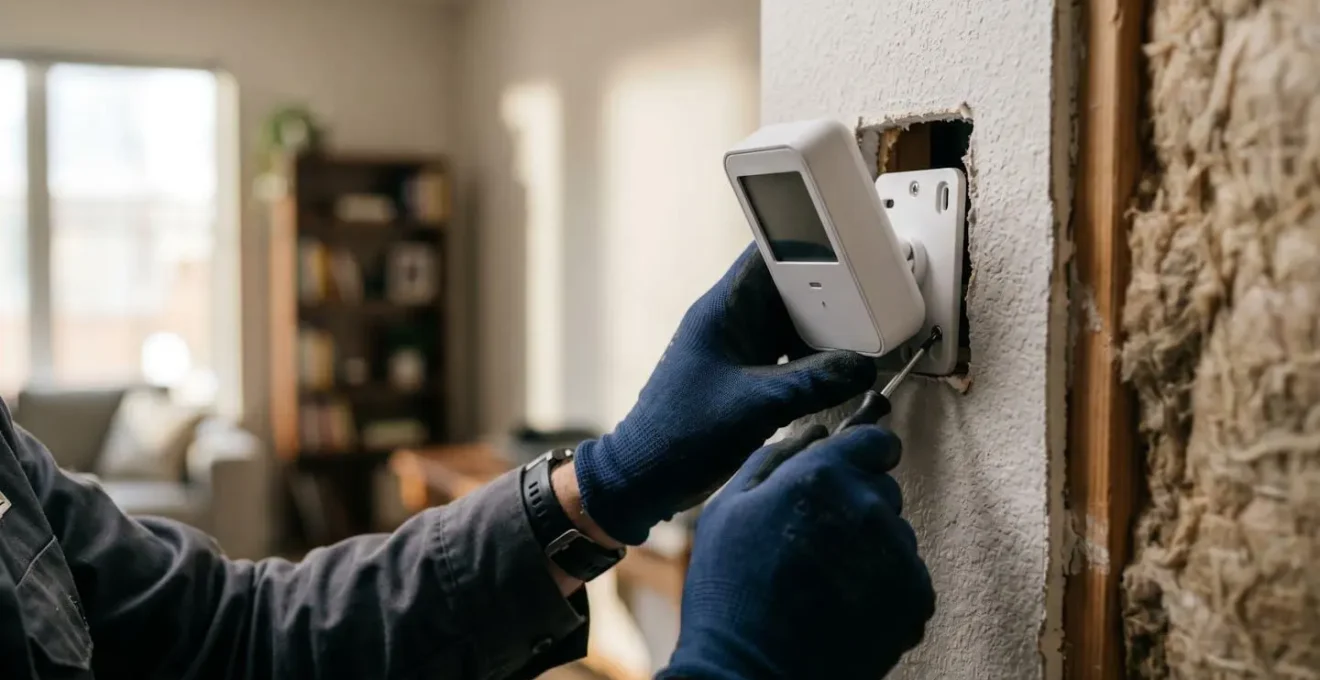 Installation de capteurs thermiques et hygromètres dans différentes pièces d'une maison rénovée