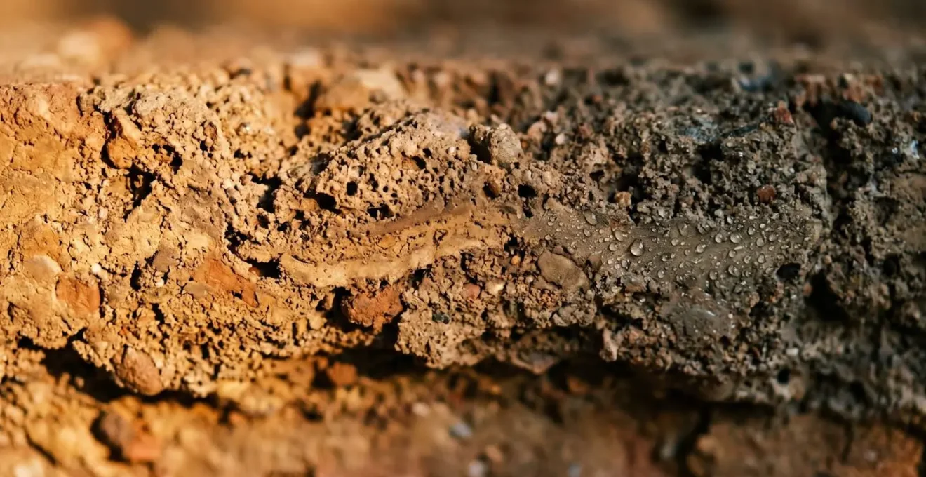 Vue en coupe d'un mur massif en terre crue montrant les flux thermiques et le déphasage jour-nuit