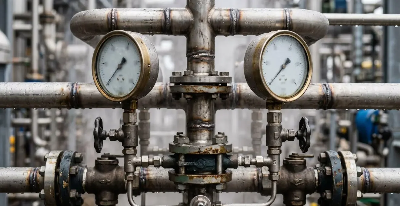 Installation technique d'épuration du biogaz avec tuyauteries et équipements de traitement